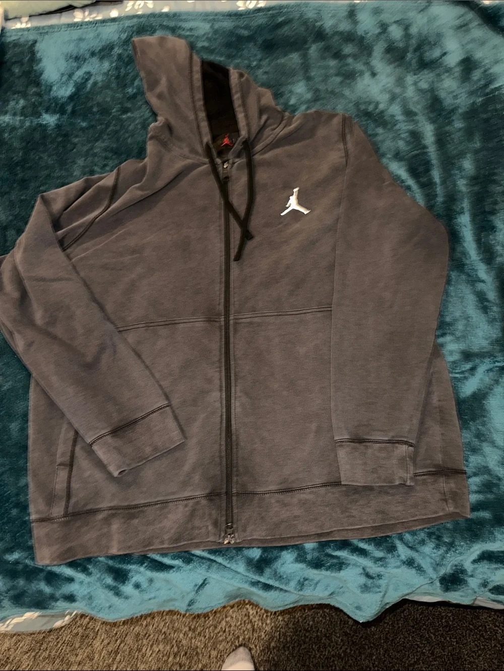 Jordan Men's Hooded Full-Zip Jacket - Charcoal Gray with White Jumpman